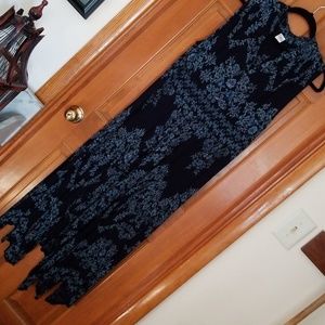 Long gauzy blue print dress